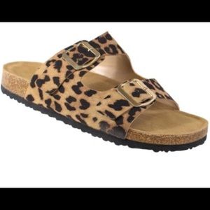 Leopard vegan suede sandal